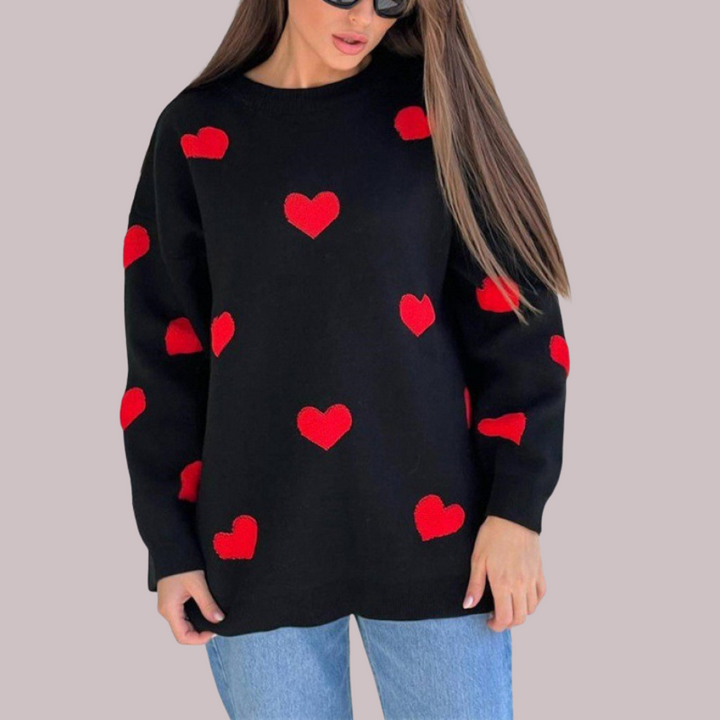 Victoria | Cotton Blend Sweater with Hearts