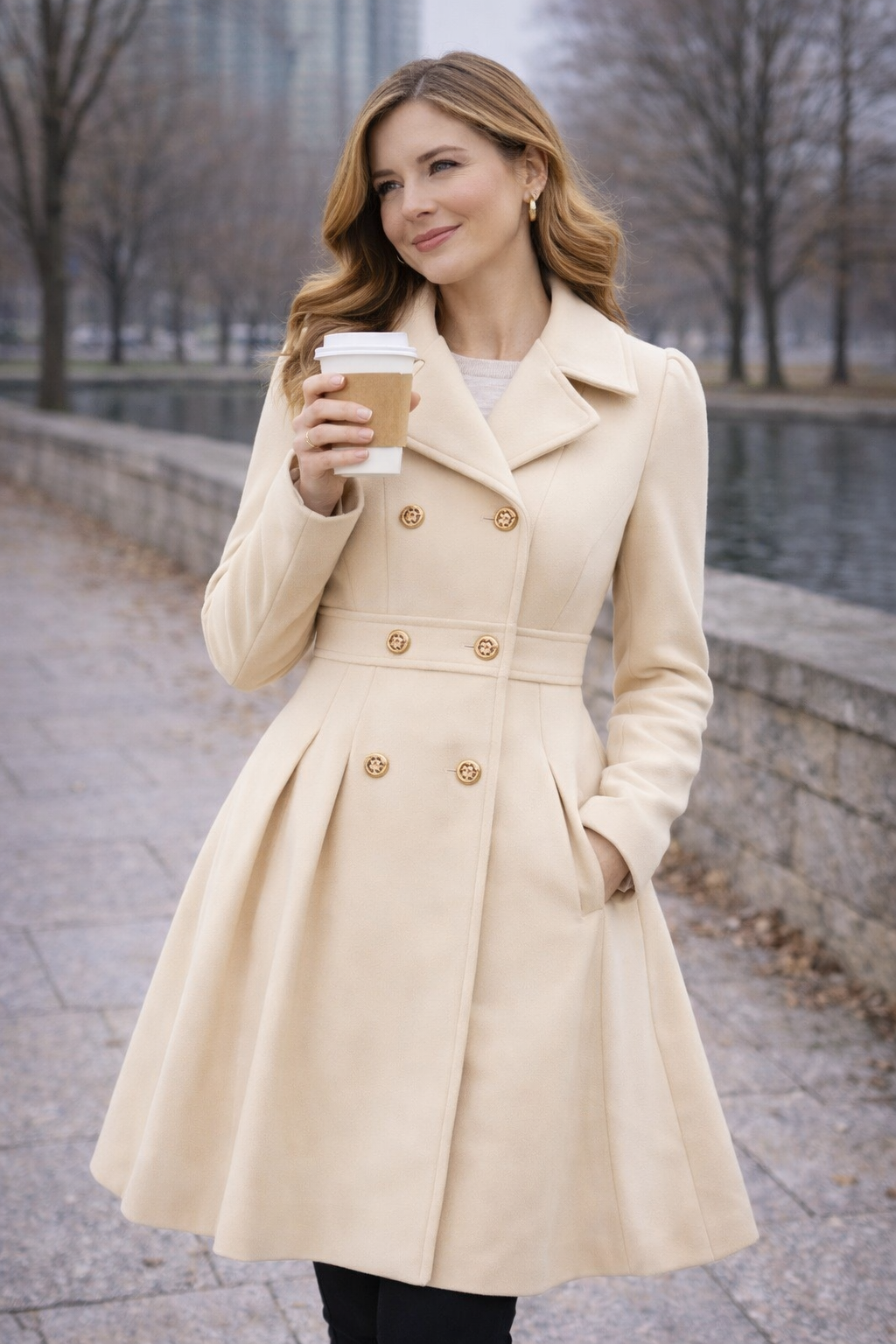 Sofia™ | Gold Buttoned Coat